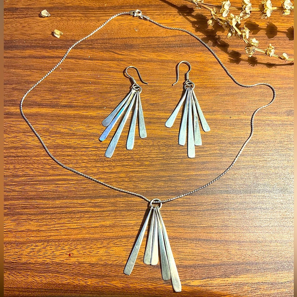 Mexican Silver Necklace and Earring Set